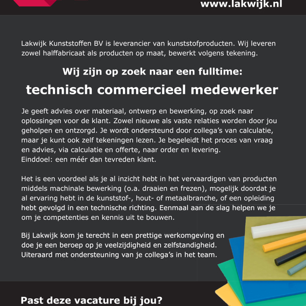 Lakwijk Vacature Technisch Commercieel Medewerker